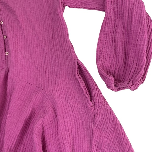 Magaschoni Organic Cotton Gauze Rosebud Pink Mini Dress - Picture 9 of 13